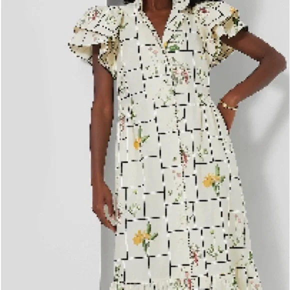 Tuckernuck Black and Cream A-Line Midi Dress - Picture 2 of 5